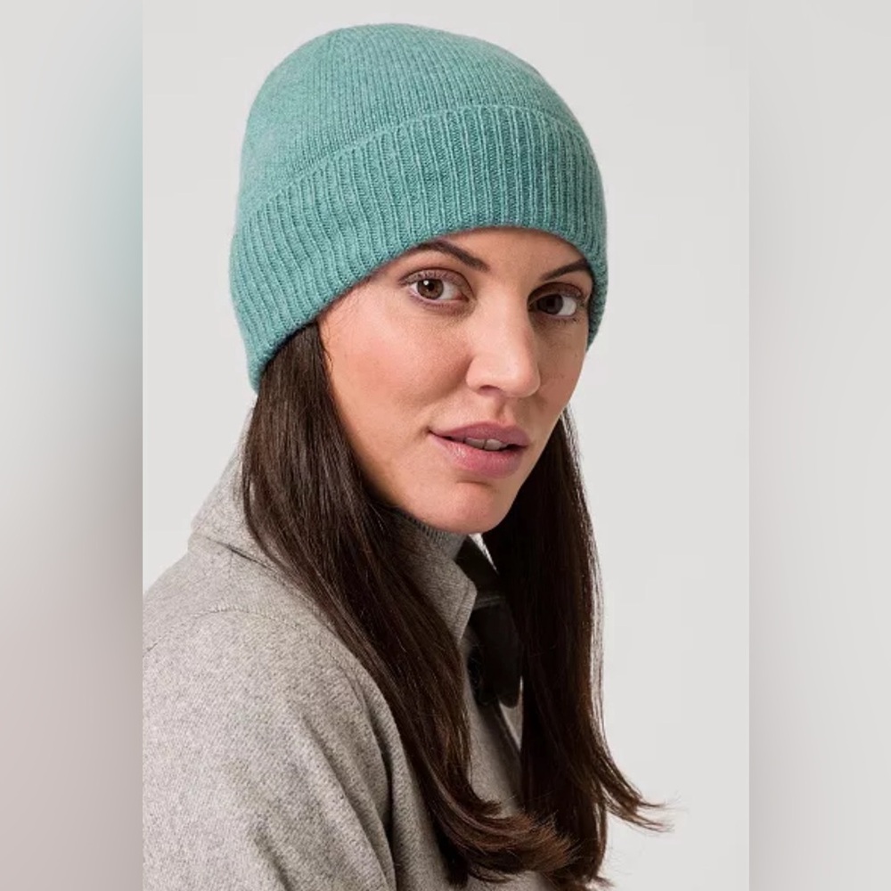 Charter Club Cashmere Cuffed Beanie Hat Women's One Size Teal
